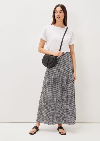 Phase Eight Tyrina Cotton Gingham Wrap Skirts Black/White Australia | YD5746928